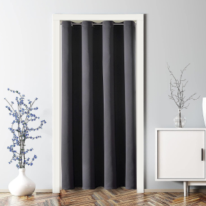 Dark Grey Grommet Blackout Door Curtain