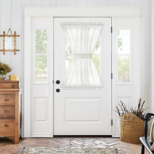 White Linen Sheer French Door Curtain