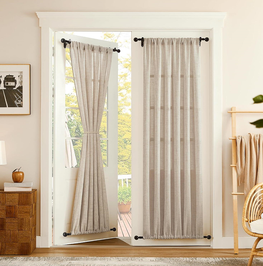 Natural Linen Sheer Door Curtain Panel