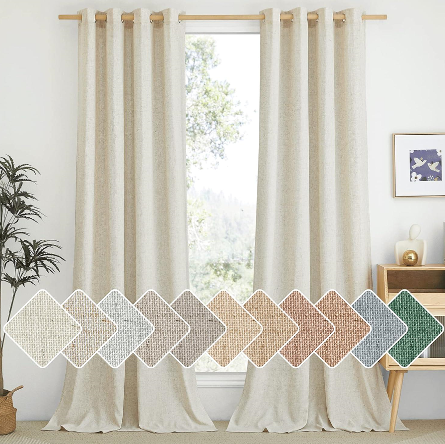 Natural Linen Grommet Sheer Door Curtain