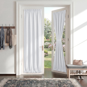 White Opaque French Door Curtain Panel