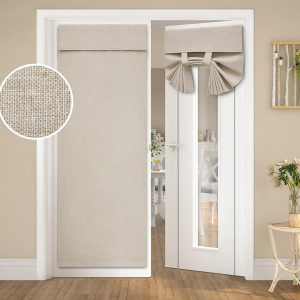 Natural Blackout Linen French Door Curtain