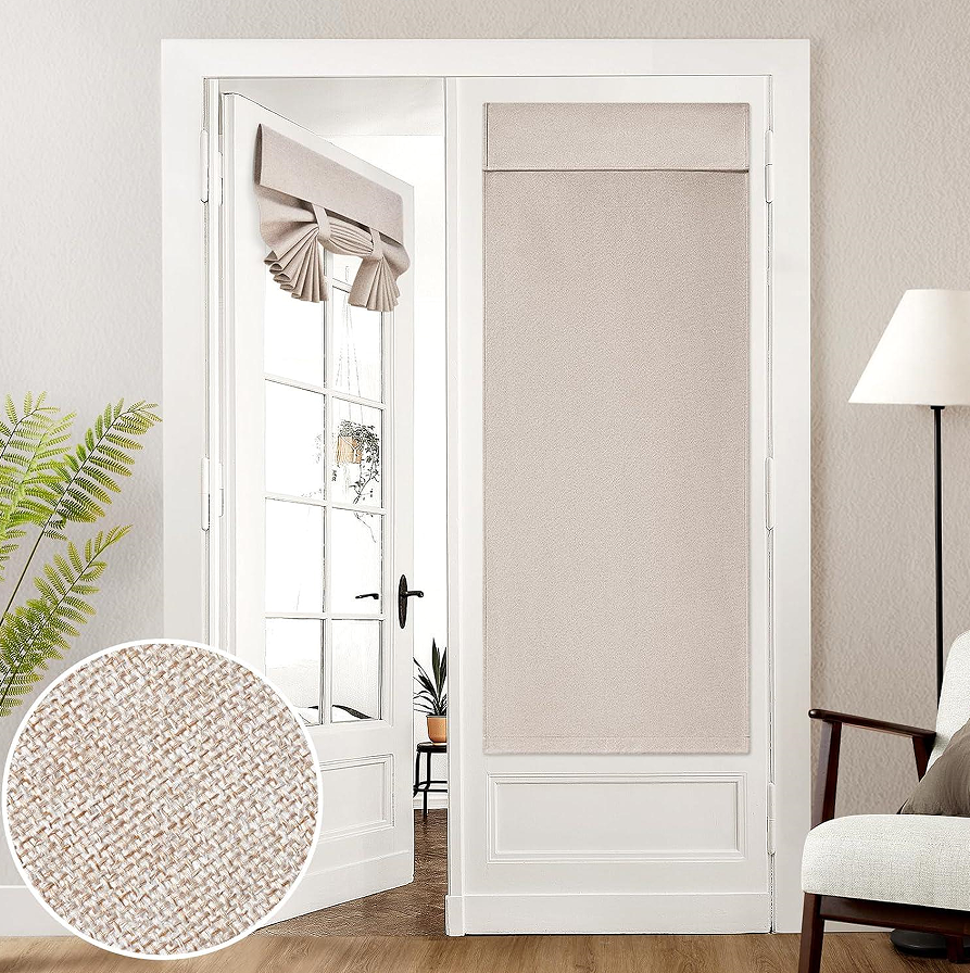 Natural Linen Blackout French Door Curtain