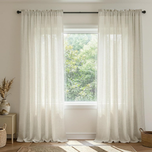 Cream Linen Light Filtering Curtain Set