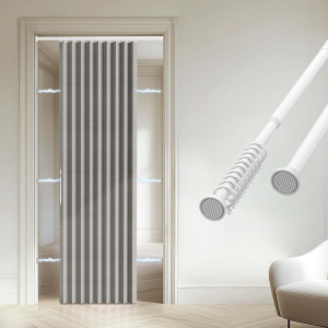 Grey Accordion Blackout Door Curtain Panel