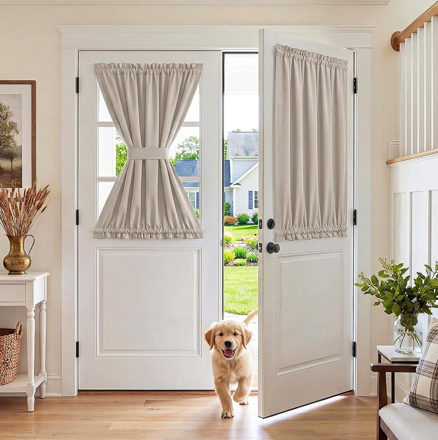 Natural Blackout French Door Curtain Panel