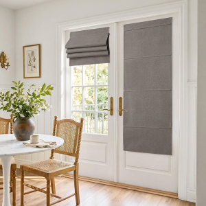 Dove Grey Roman Shade Door Curtain