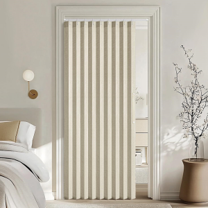 Oatmeal Accordion Magnetic Door Curtain Panel