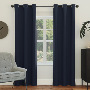 Navy Blue Blackout Grommet Curtain Panel