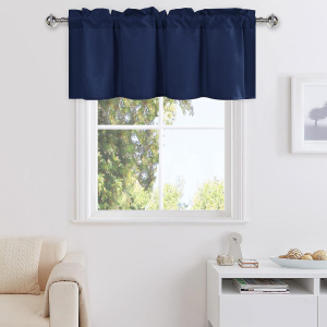Navy Blue Farmhouse Valance Curtain Panel