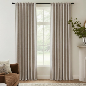 Natural Beige Blackout Linen Curtain Set