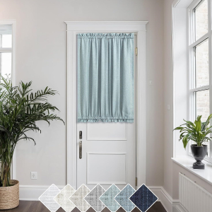 Teal Green Linen Door Curtain Panel