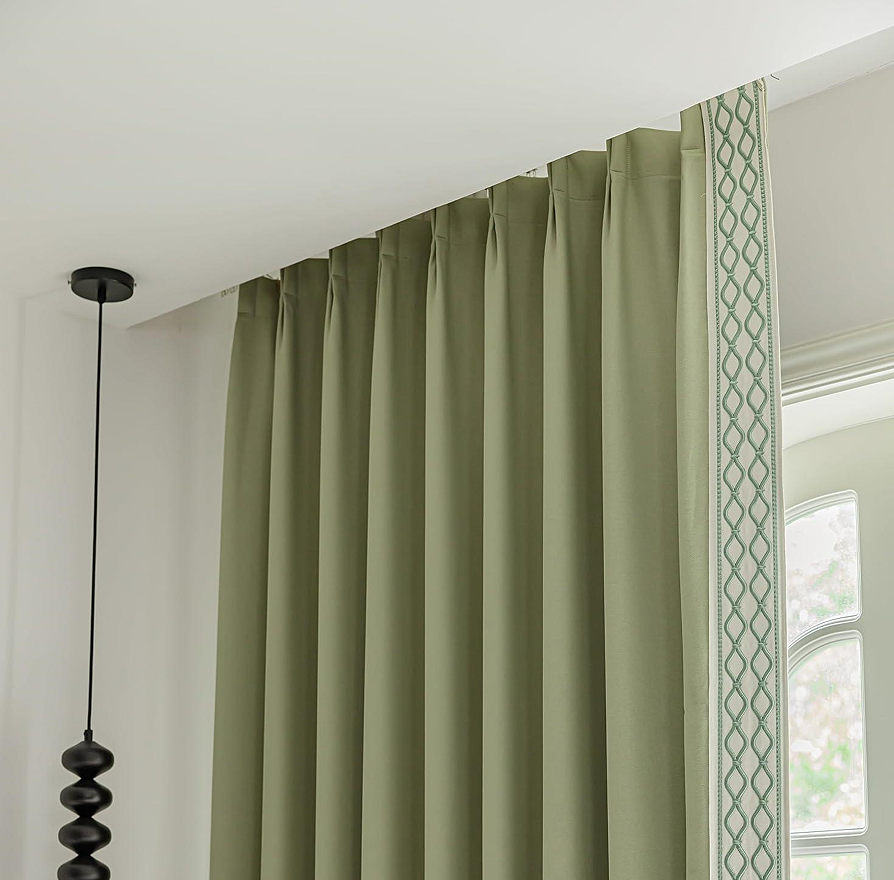 Green Pinch Pleat Door Curtain Panel