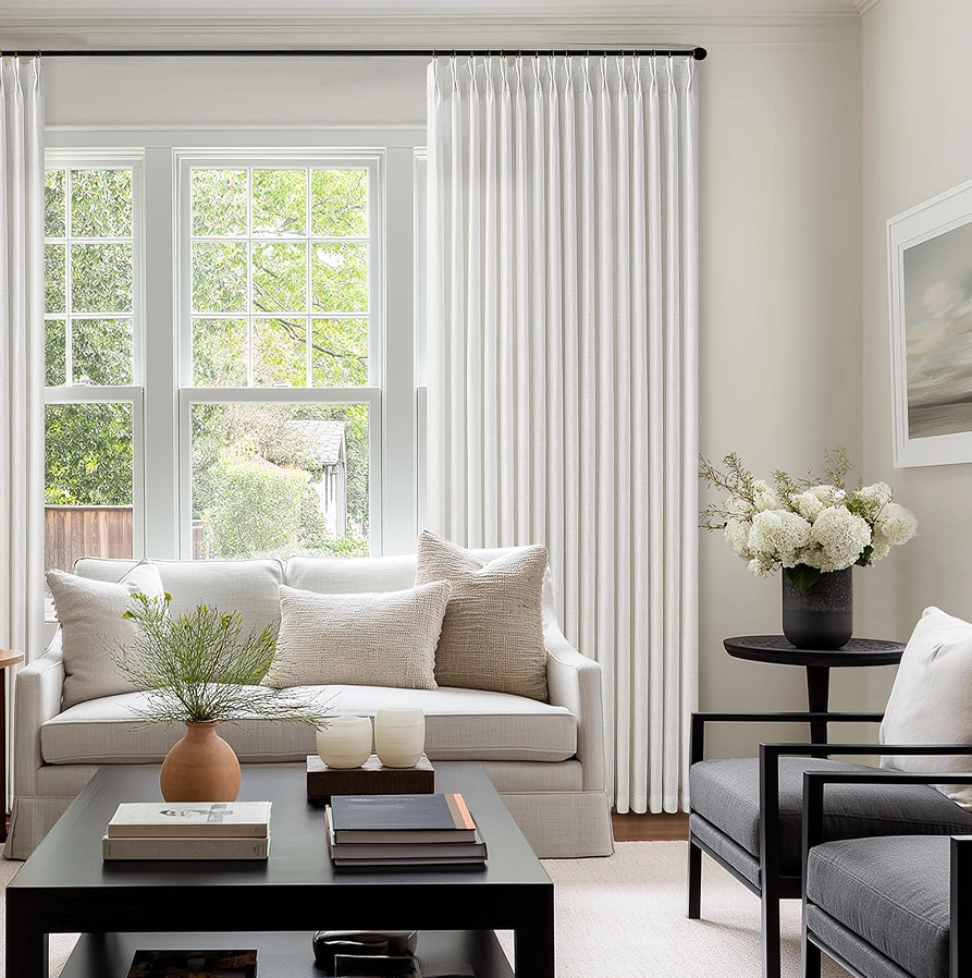 Beige Linen Pinch Pleat Curtain Panel