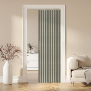 Grey Accordion Blackout Door Curtain Panel