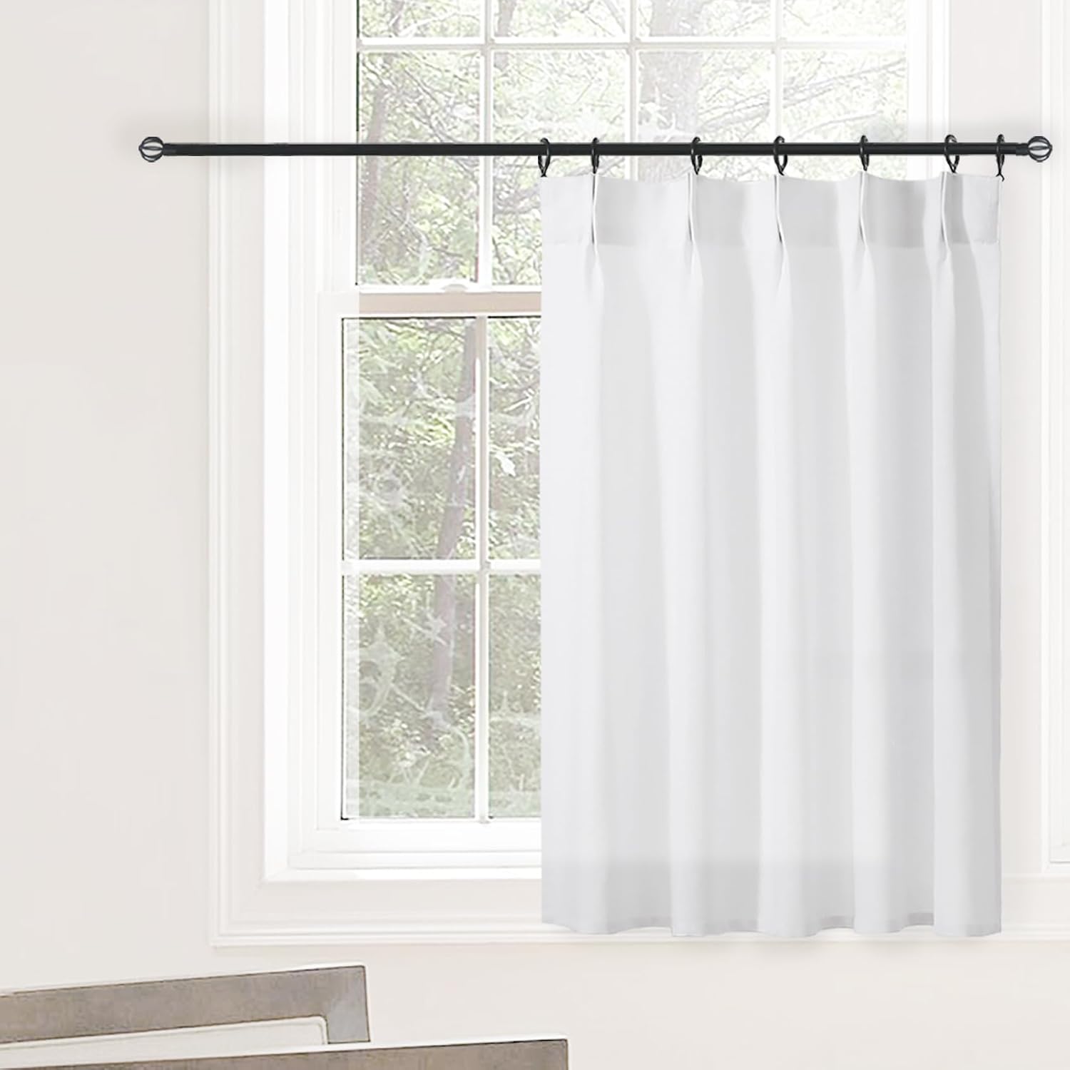 White Pinch Pleat Door Curtain Panel - Image 2