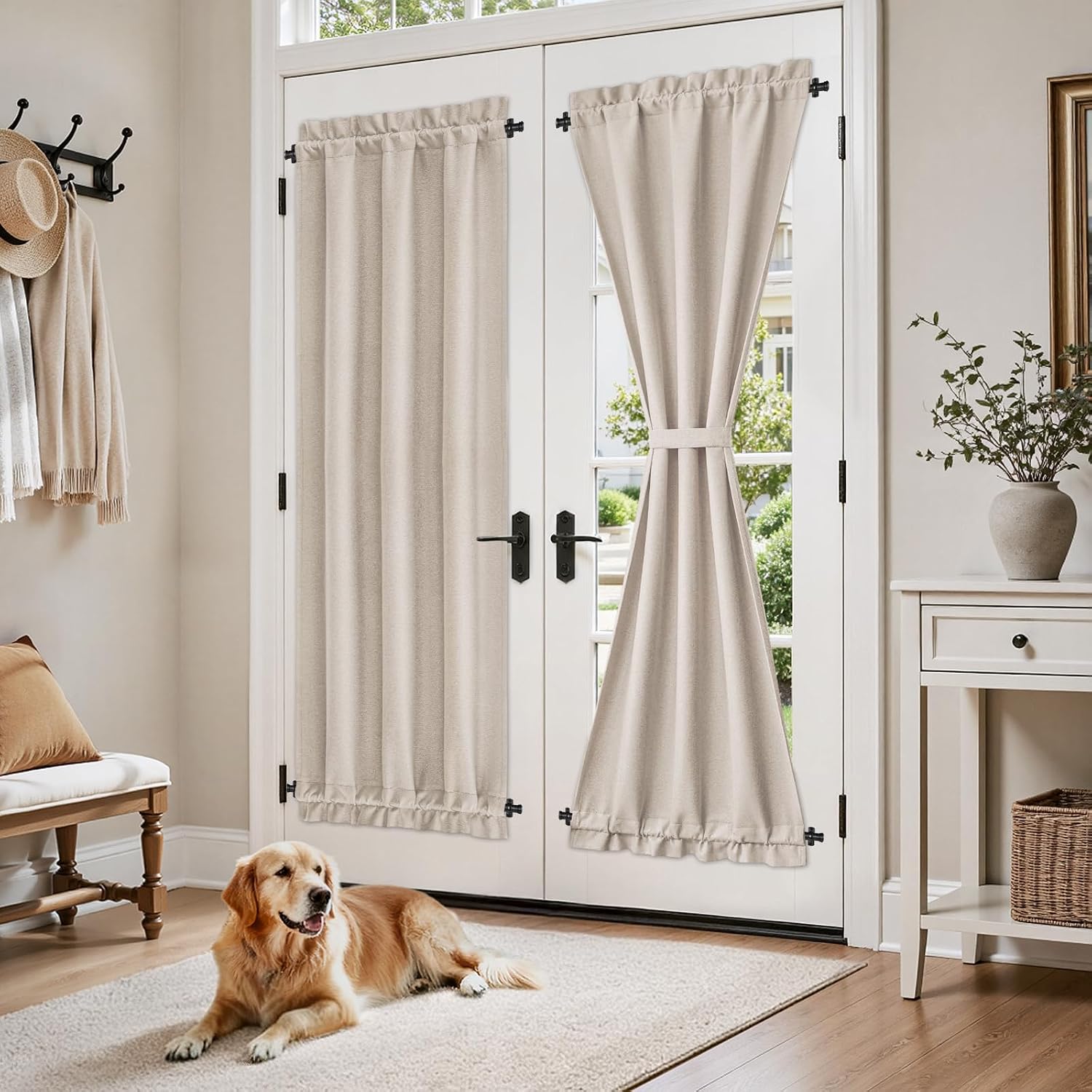 Beige Linen Blackout French Door Curtain - Image 2