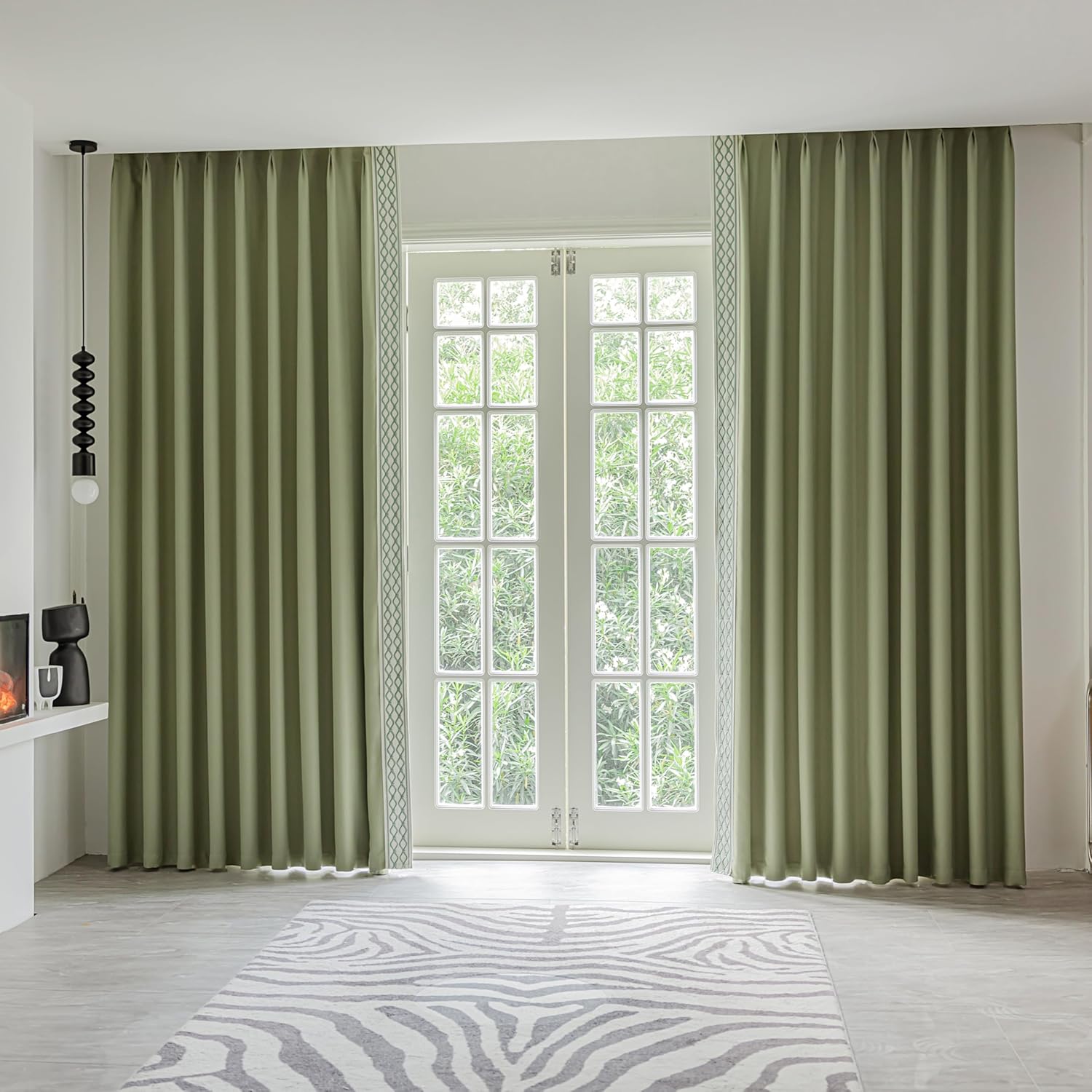 Green Pinch Pleat Door Curtain Panel - Image 2