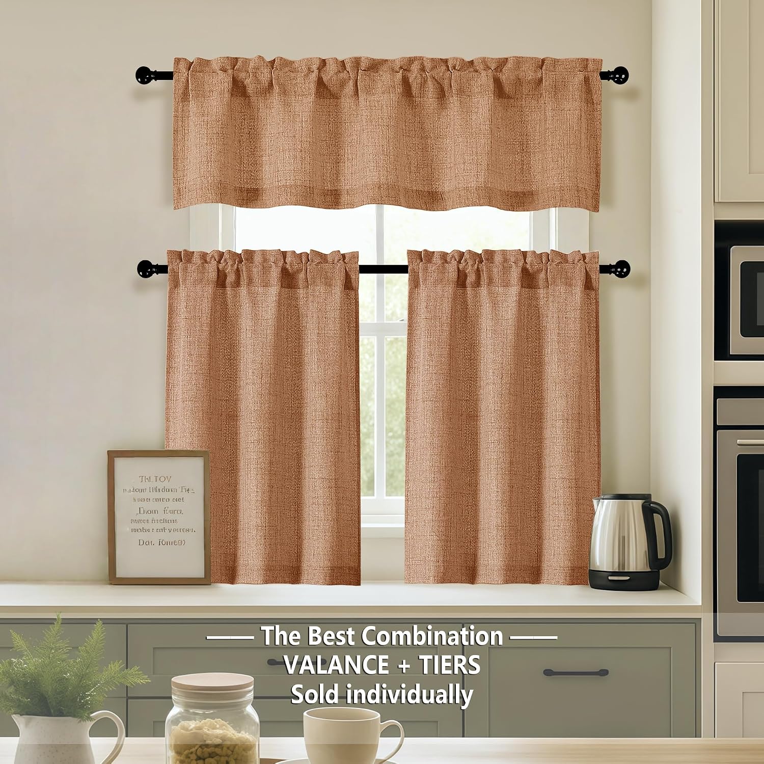 Orange Thick Textured Cafe Curtain Panel - Image 2