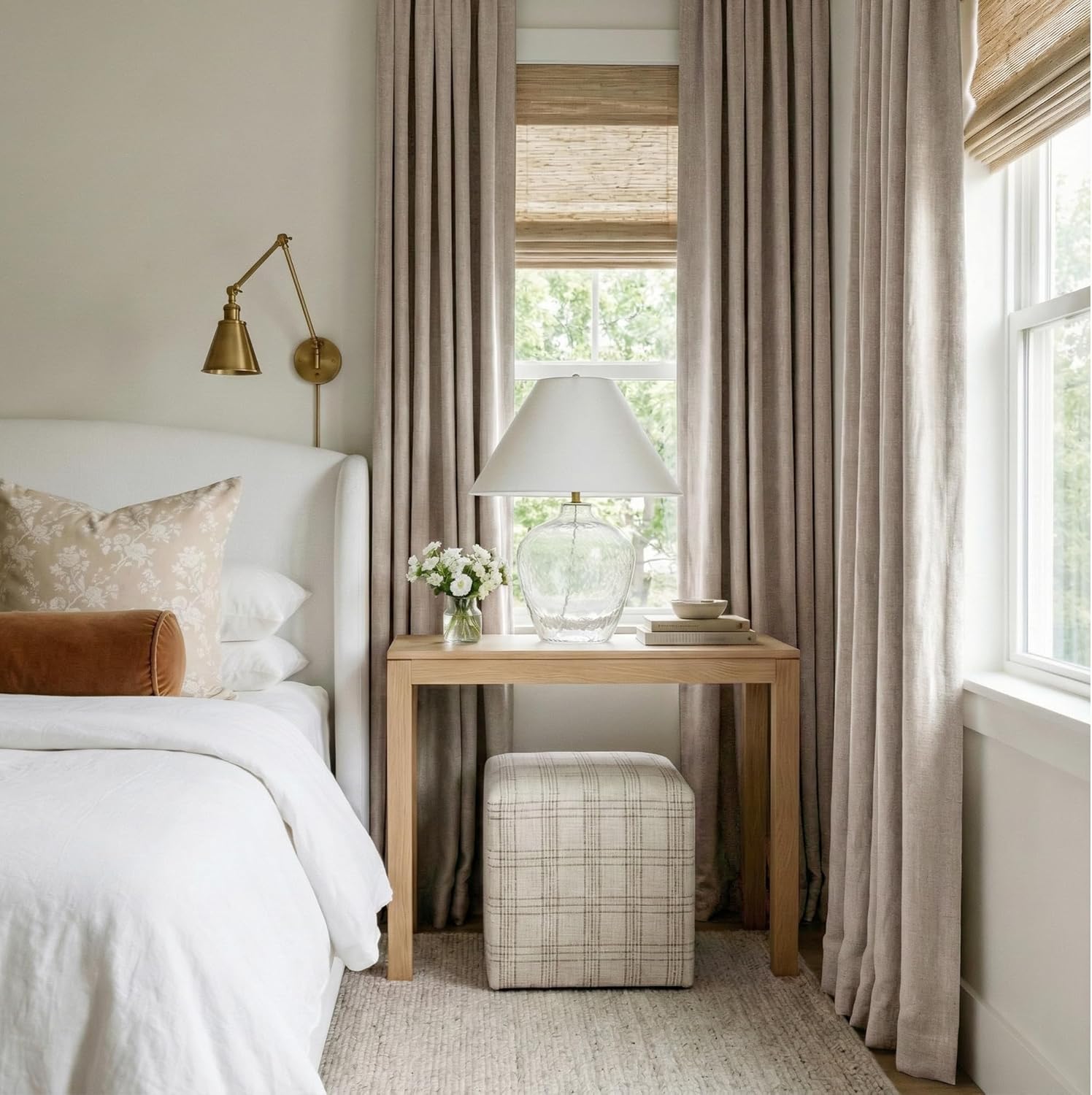 Natural Beige Blackout Linen Curtain Set - Image 2