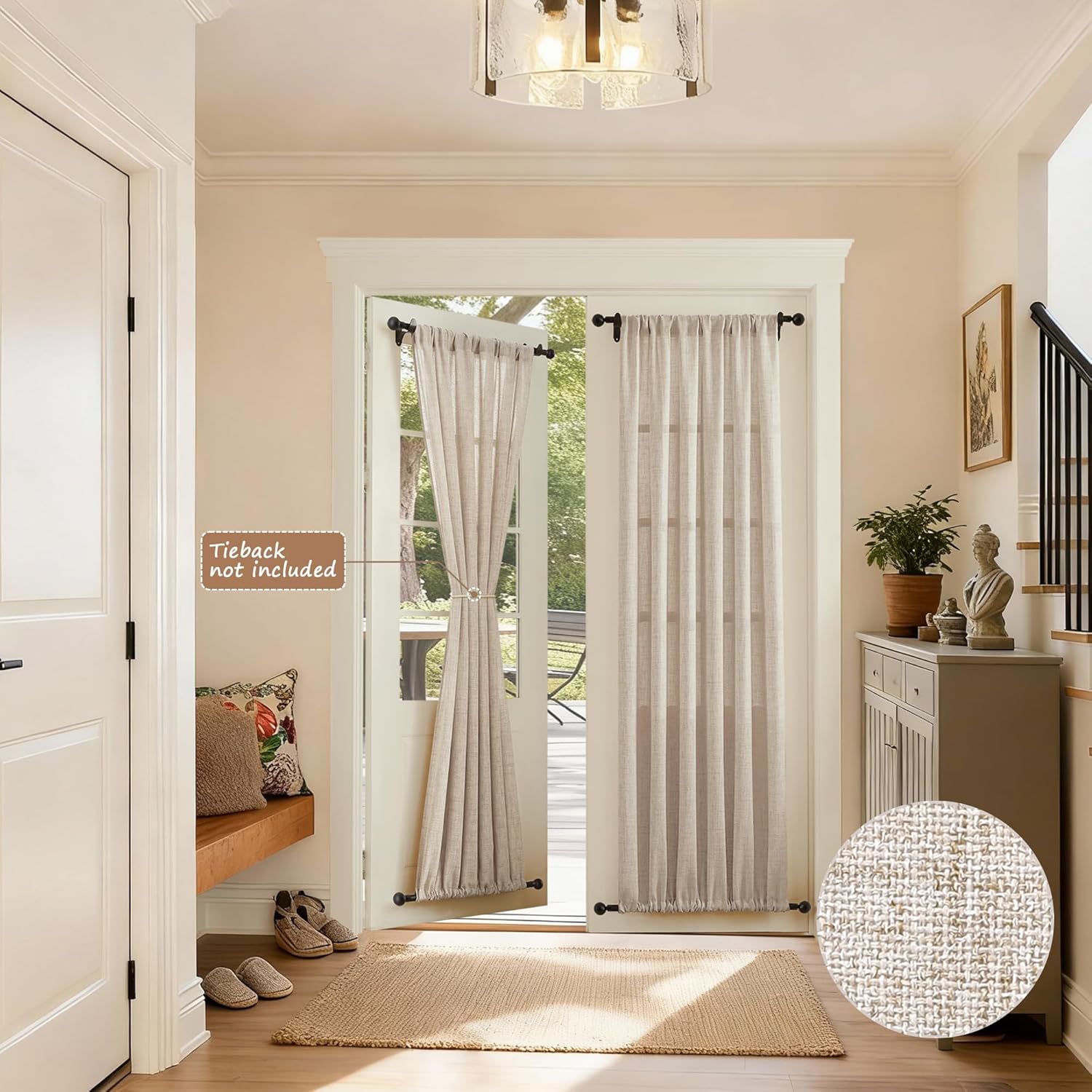 Natural Linen Sheer Door Curtain Panel - Image 2