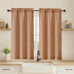 Orange Thick Textured Cafe Curtain Panel